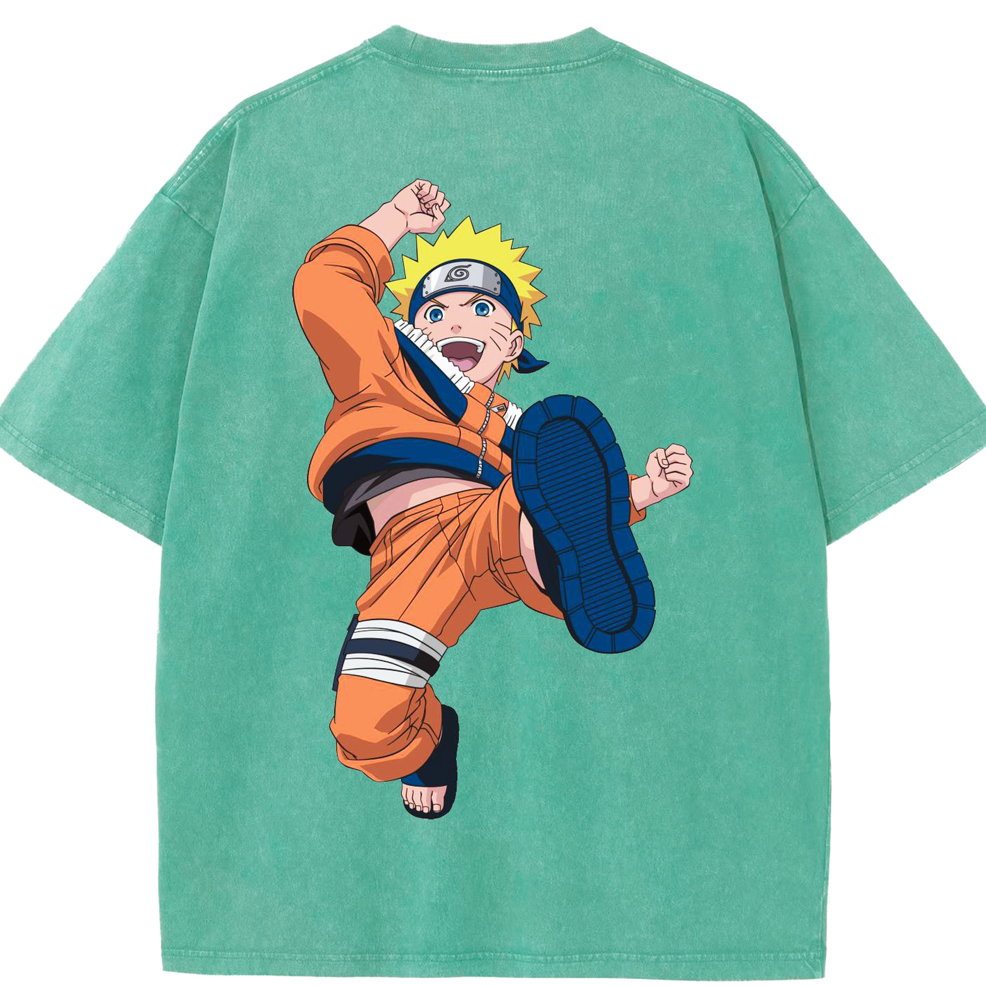 （画像用） NARUTO -ナルト- うずまき ナルト Uzumaki Naruto 綿100% ヴィンテージ風 半袖Tシャツ（背面プリント）
